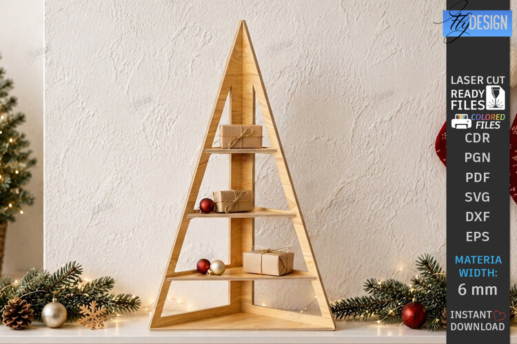 Christmas Tree Shelf Laser Cut | 3D Christmas Tiered Tray example image 1