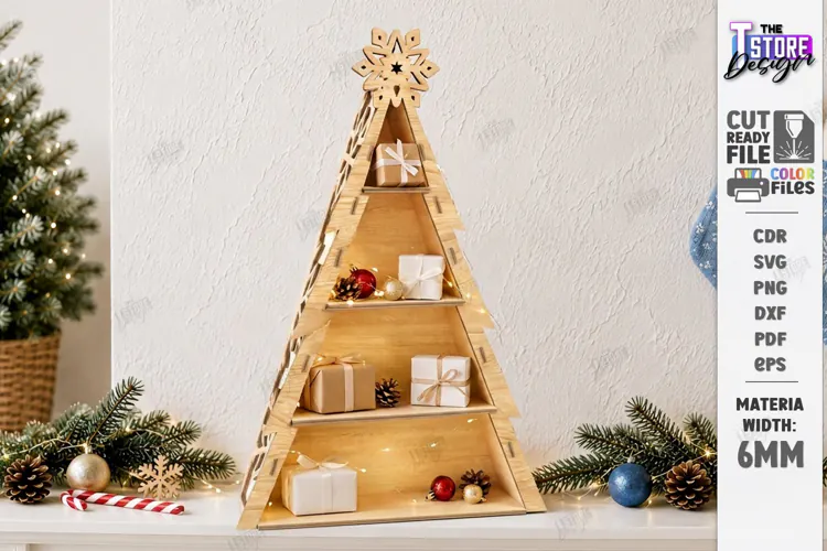 Christmas Tree Shelf Laser Cut | Christmas Tiered Tray | CNC