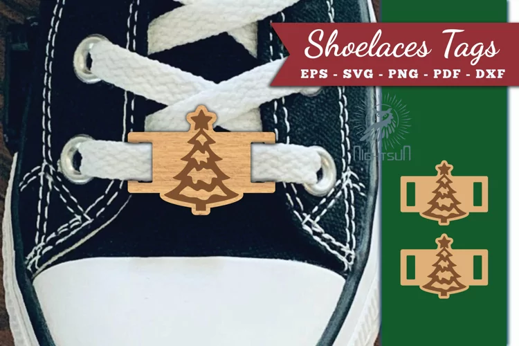 Christmas Tree Shoelaces Tags Laser Cut SVG