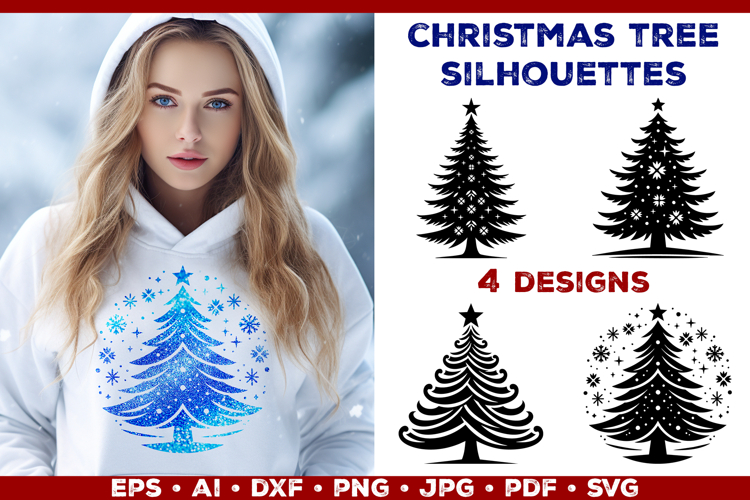 Christmas Tree Silhouette SVG. Festive Holiday Design SVG
