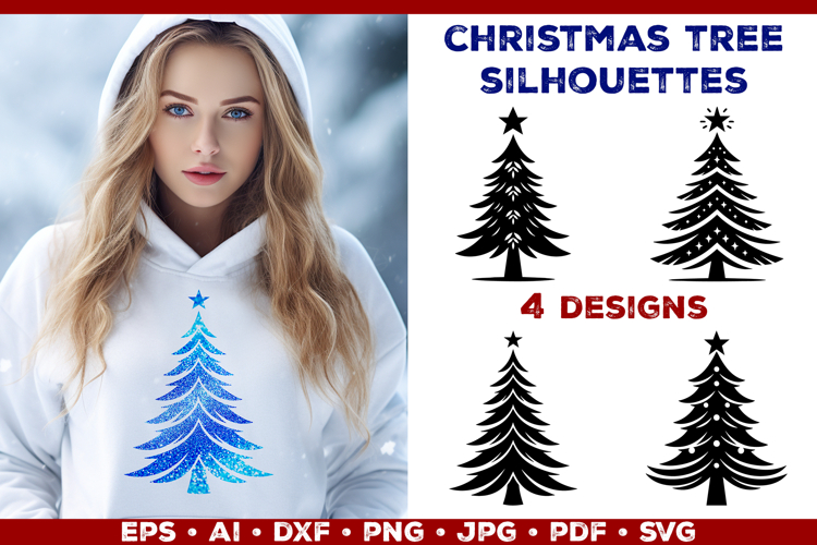 Christmas Tree Silhouette SVG. Festive Holiday Design SVG