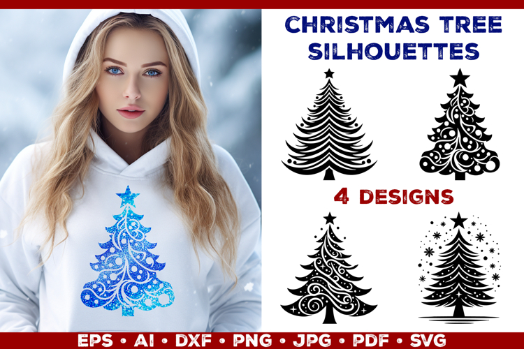 Christmas Tree Silhouette SVG. Festive Holiday Design SVG