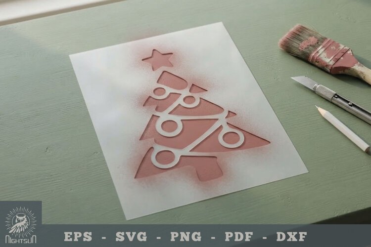 Christmas Tree Stencil Template 1 example image 1