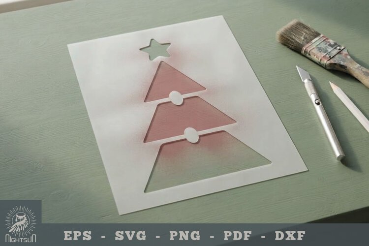 Christmas Tree Stencil Template 2 example image 1