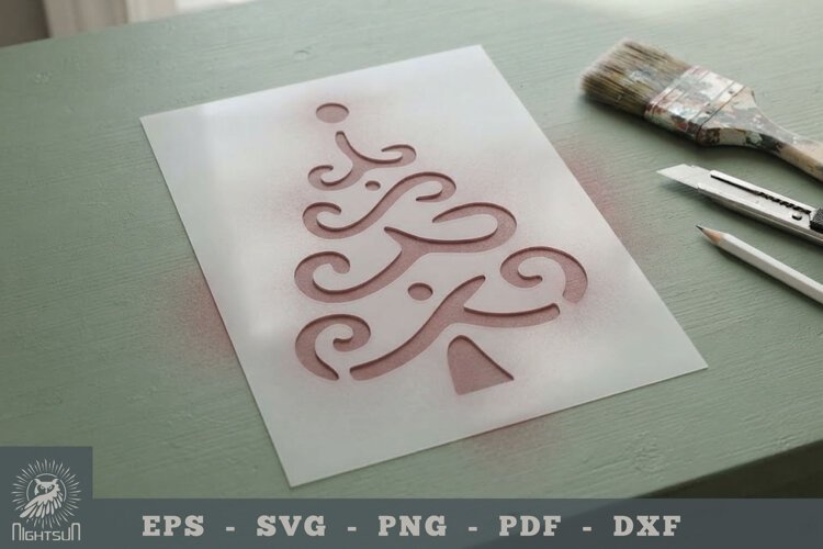 Christmas Tree Stencil Template 3 example image 1