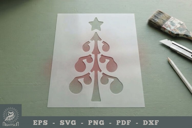 Christmas Tree Stencil Template 4 example image 1