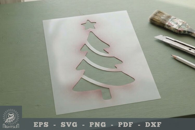 Christmas Tree Stencil Template 5 example image 1
