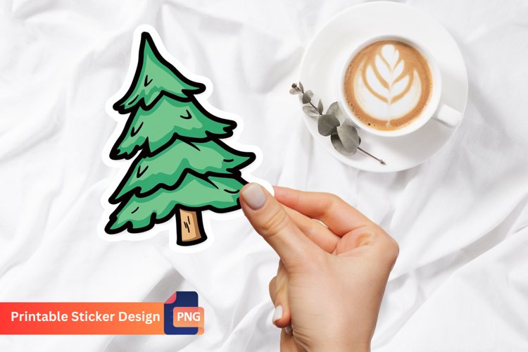 Christmas Tree Sticker, Floral Christmas Tree Sticker