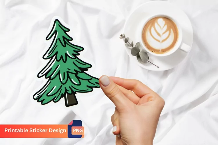 Christmas Tree Sticker, Floral Christmas Tree Sticker