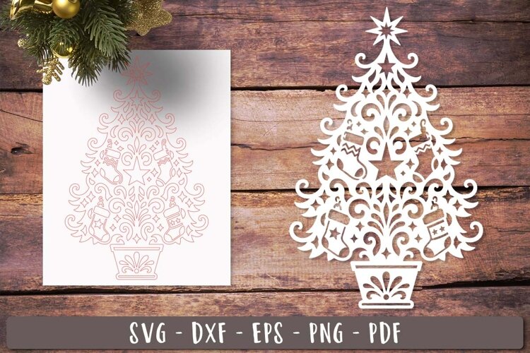Christmas Tree Stocking SVG Laser Cut Ornament