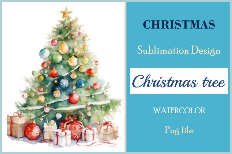 Christmas Tree Sublimation Watercolor Clipart / Png file