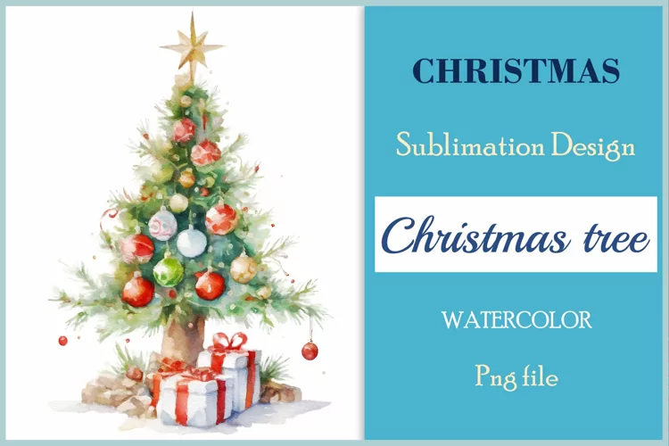 Christmas Tree Sublimation Watercolor Clipart / Png file