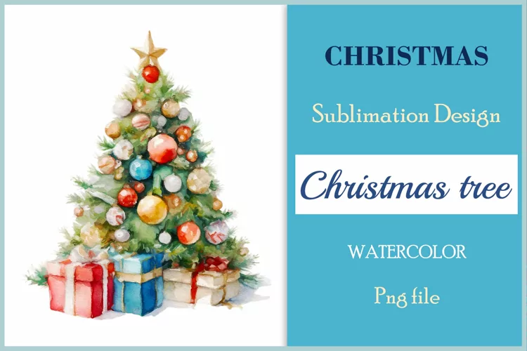 Christmas Tree Sublimation Watercolor Clipart / Png file