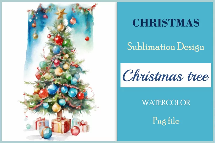 Christmas Tree Sublimation Watercolor Clipart / Png file