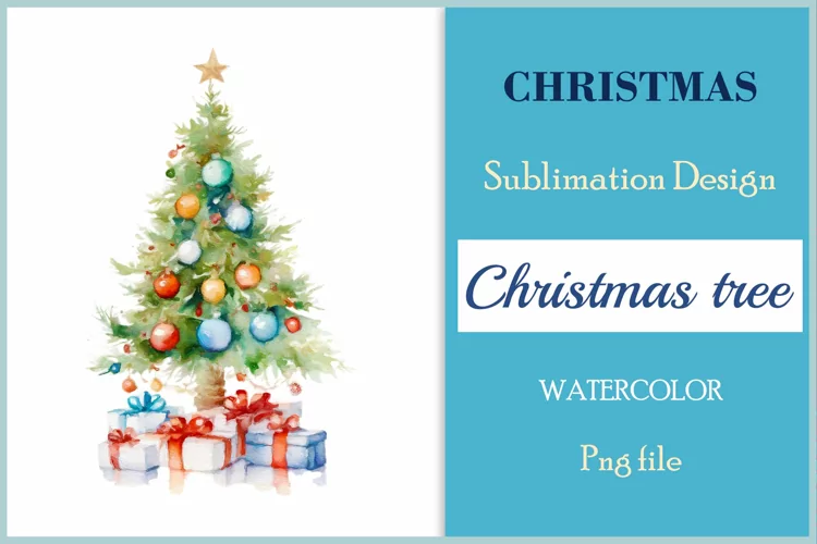 Christmas Tree Sublimation Watercolor Clipart / Png file