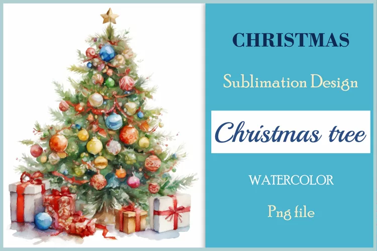 Christmas Tree Sublimation Watercolor Clipart / Png file