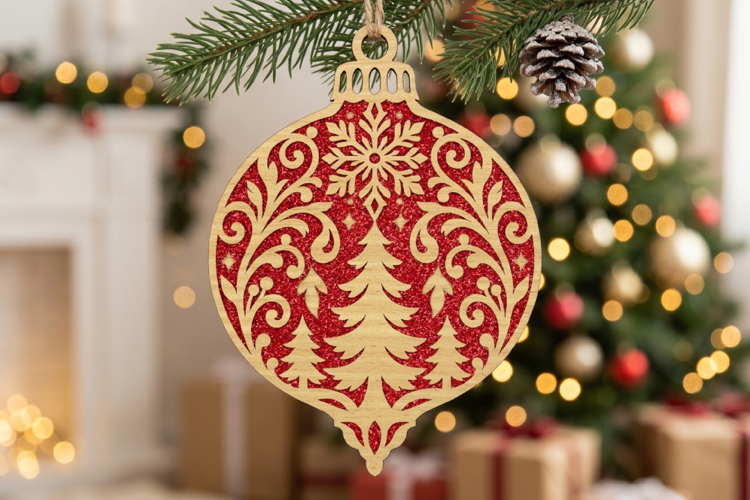 Christmas Tree Swirl Ornament Laser SVG