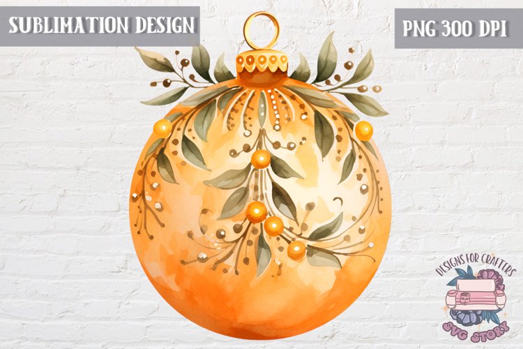 Christmas Ornament Ball sublimation Winter Orange PNG