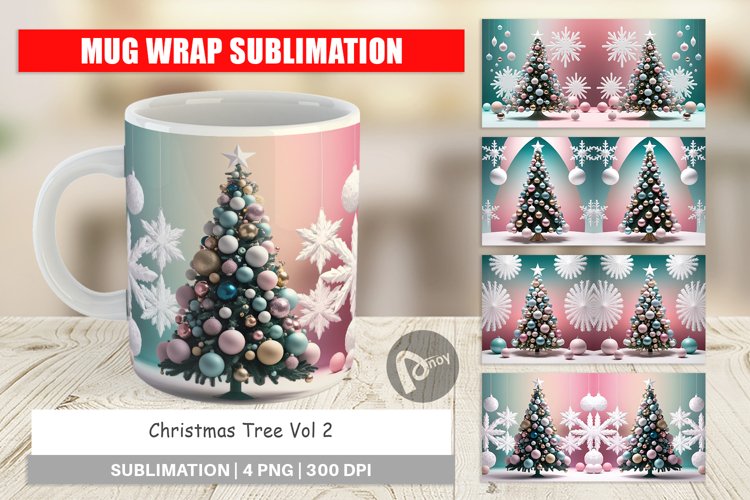 Mug Wrap Design Christmas Tree