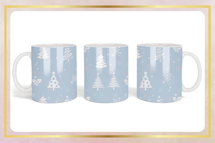 Christmas tree watercolor sublimation coffee mug wrap