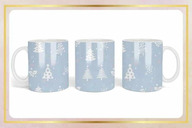 Christmas tree watercolor sublimation coffee mug wrap