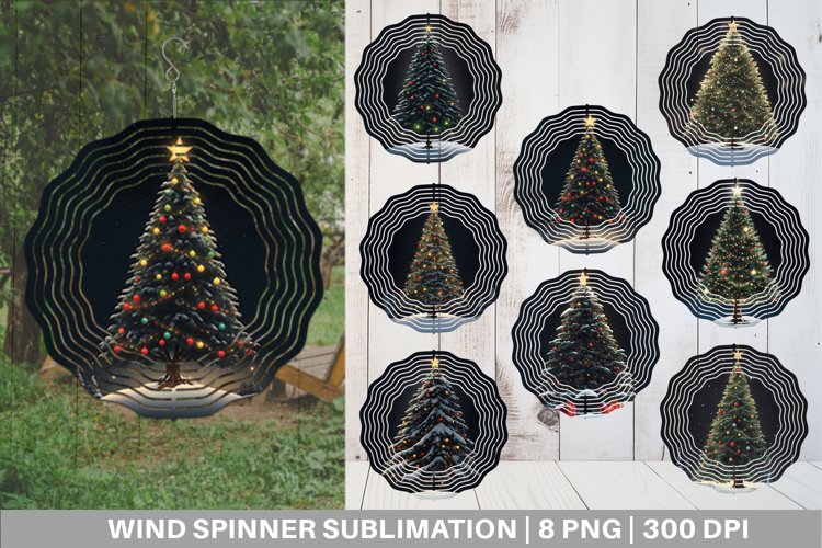 Christmas Tree Watercolor Wind Spinner | Sublimation Spinner