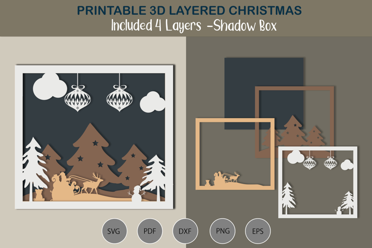 Christmas Tree with ornaments 3D layered SVG