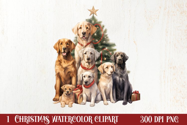 Christmas Tree With Many Dogs Clipart PNG