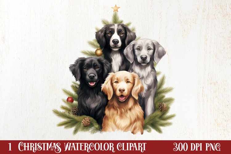 Christmas Tree With Many Dogs Clipart PNG