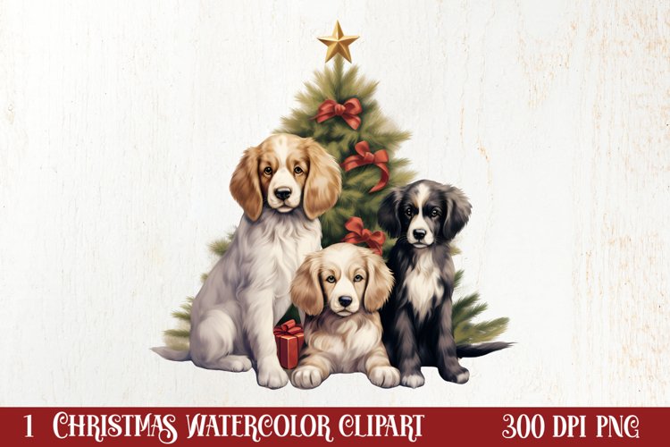 Christmas Tree With Many Dogs Clipart PNG