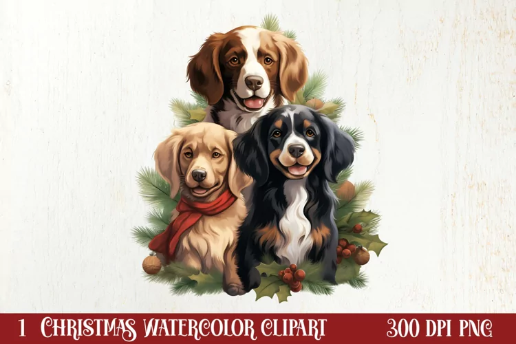 Christmas Tree With Many Dogs Clipart PNG