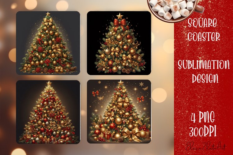 Christmas tree Sublimation Coaster Design example image 1