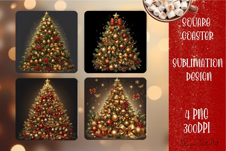 Christmas tree Sublimation Coaster Design