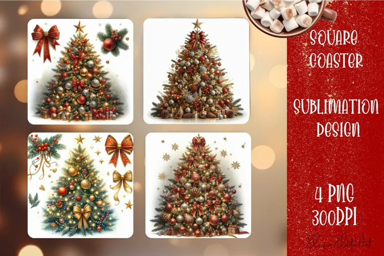 Christmas tree Sublimation Coaster Design