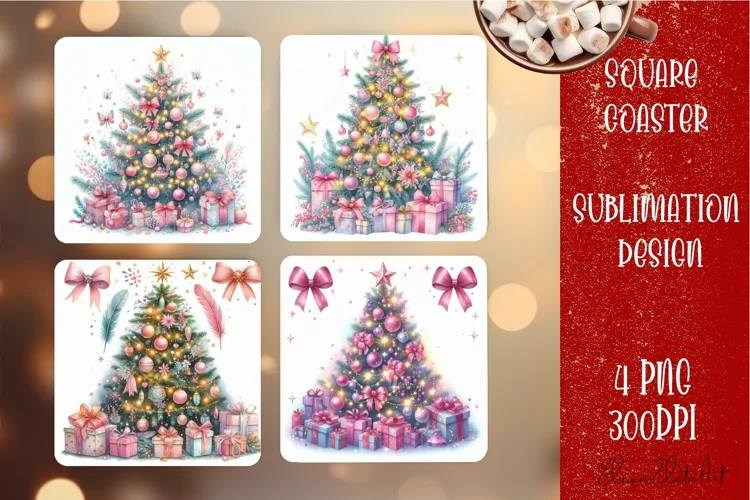 Christmas tree Sublimation Coaster Design