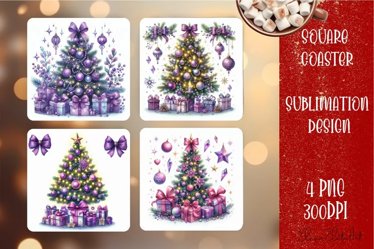 Christmas tree Sublimation Coaster Design