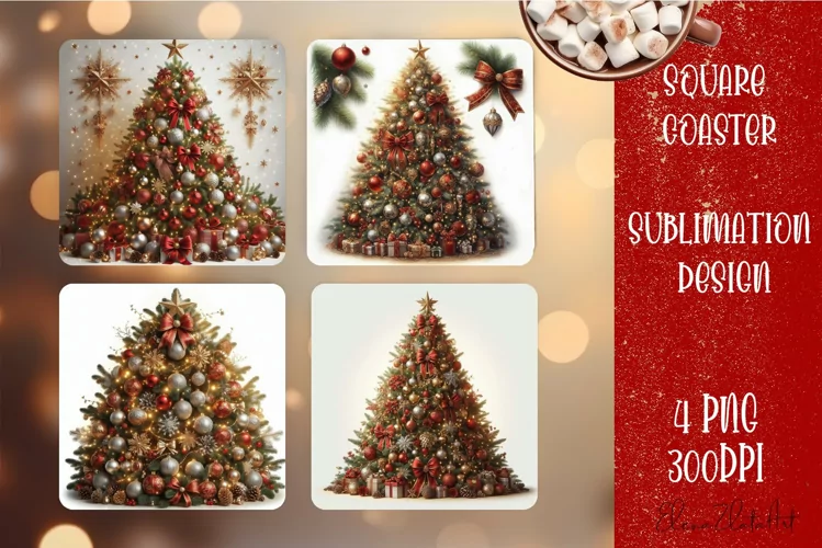 Christmas tree Sublimation Coaster Design