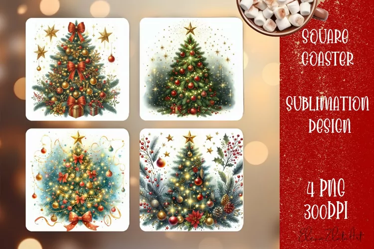 Christmas tree Sublimation Coaster Design