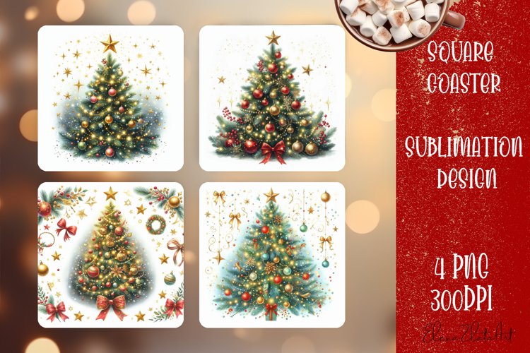 Christmas tree Sublimation Coaster Design