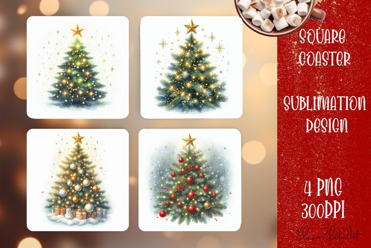 Christmas tree Sublimation Coaster Design