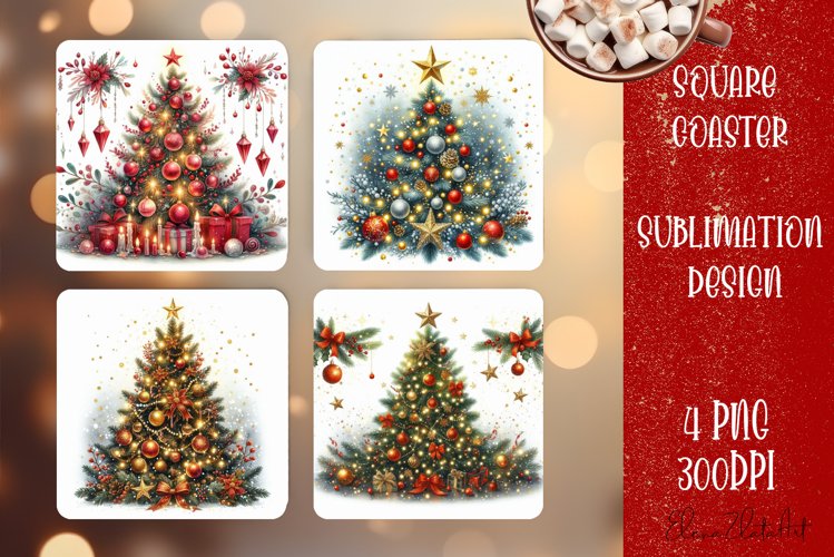 Christmas tree Sublimation Coaster Design