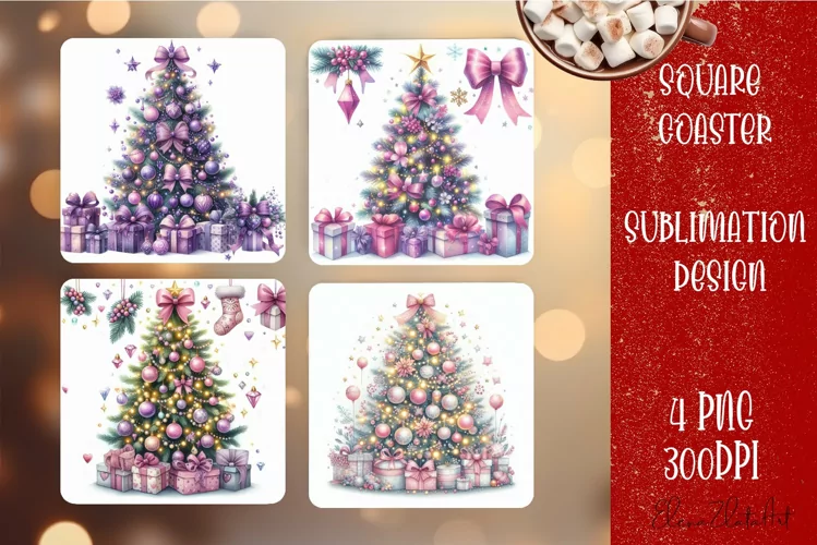 Christmas tree Sublimation Coaster Design