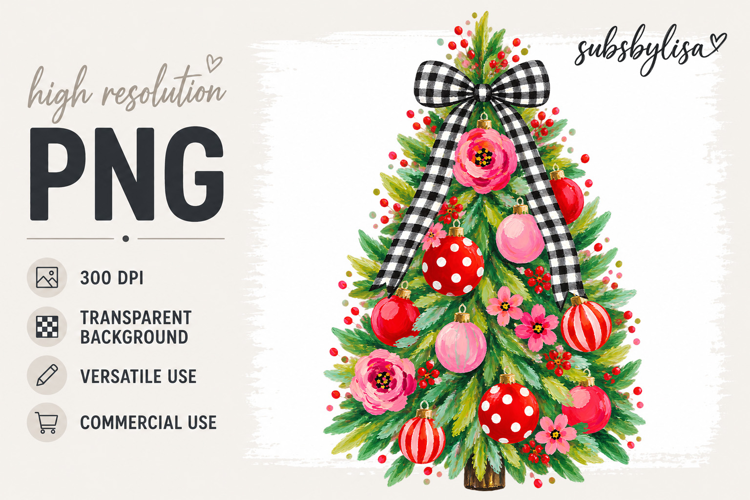 Christmas Tree png | Plaid Polka Dot Christmas Tree Clipart