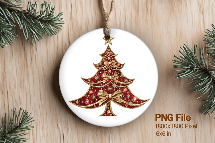 Christmas Tree Ornament Round Circle Decorate Sublimation_5 example image 1