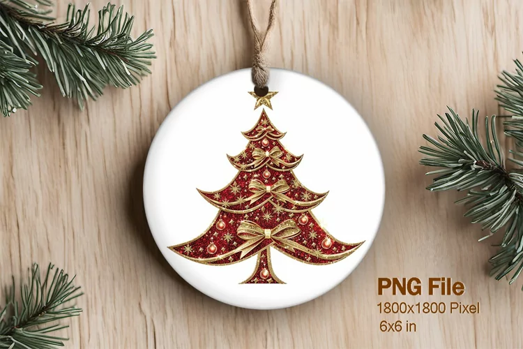 Christmas Tree Ornament Round Circle Decorate Sublimation_5