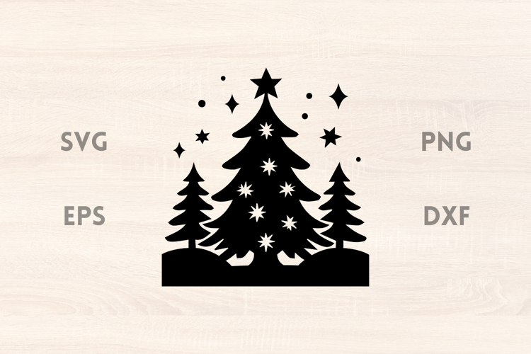 Christmas Trees and Stars Scene SVG