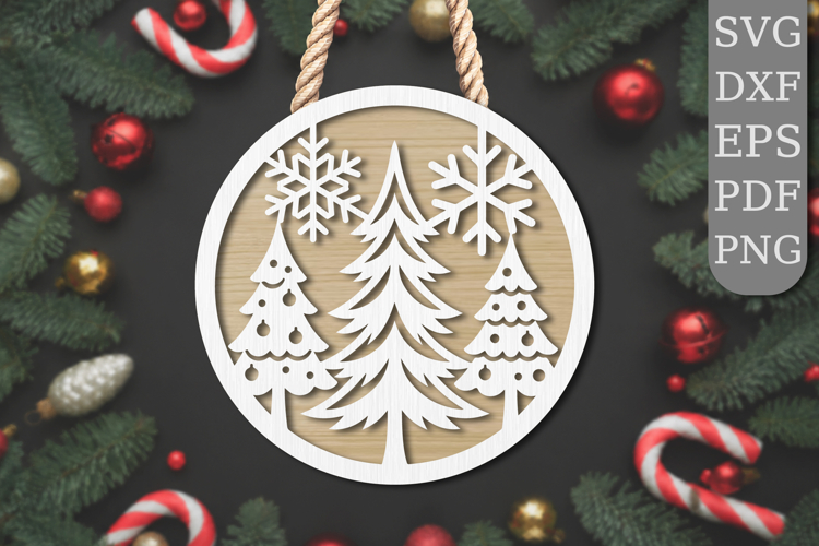 Christmas Trees and Snowflakes Laser Cut SVG
