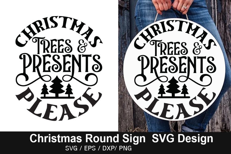 Christmas Trees   SVG - Christmas Round Sign Design