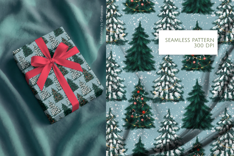 Christmas Trees Winter Seamless Pattern
