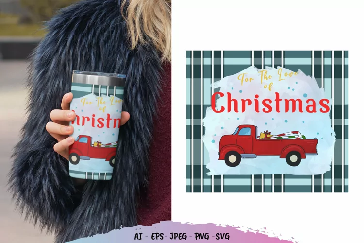 Truck Transporting Christmas Property with Plaid Sublimation